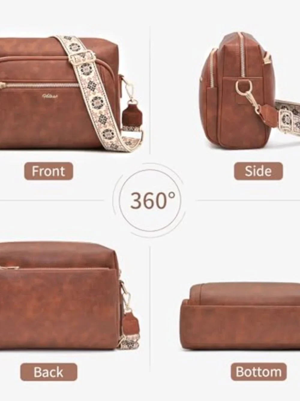 Small Faux Leather Crossbody Bag Anti-theft with Wide Strap Tassel